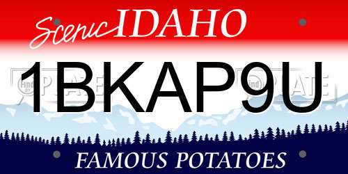 1BKAP9U Idaho License Plate