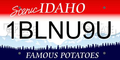 1BLNU9U Idaho License Plate