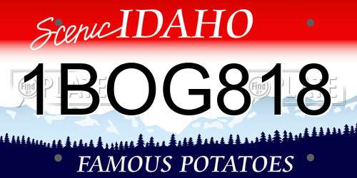 1BOG818 Idaho License Plate