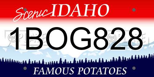 1BOG828 Idaho License Plate