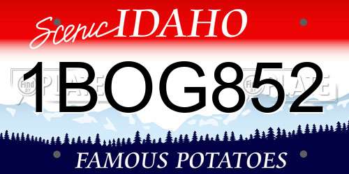 1BOG852 Idaho License Plate