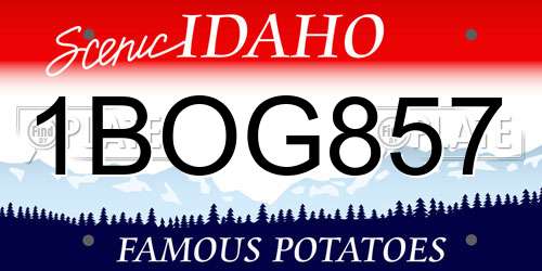 1BOG857 Idaho License Plate