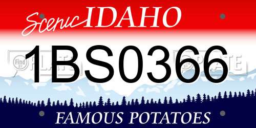 1BS0366 Idaho License Plate