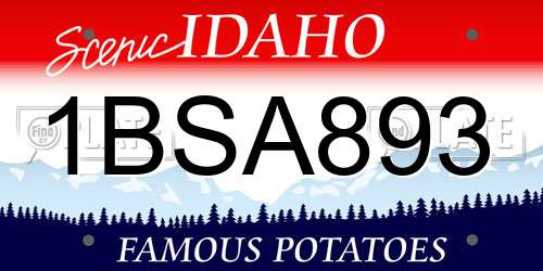 1BSA893 Idaho License Plate