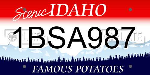 1BSA987 Idaho License Plate