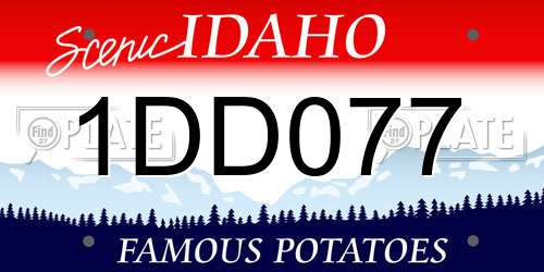 1DD077 Idaho License Plate