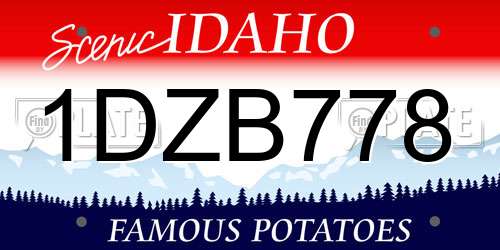1DZB778 Idaho License Plate