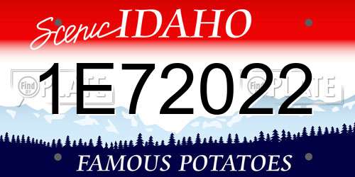 1E72022 Idaho License Plate