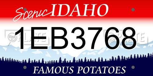 1EB3768 Idaho License Plate