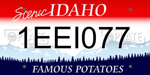 1EEI077 Idaho License Plate