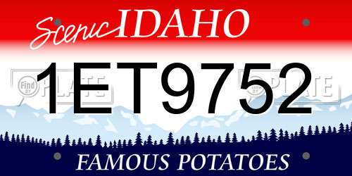 1ET9752 Idaho License Plate