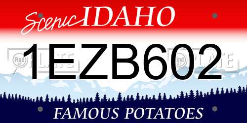 1EZB602 Idaho License Plate