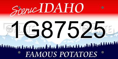 1G87525 Idaho License Plate