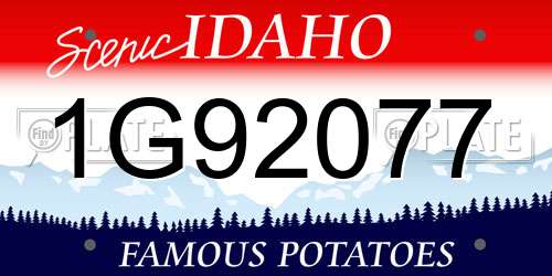 1G92077 Idaho License Plate
