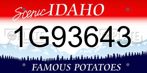 1G93643 Idaho License Plate