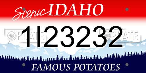 1I23232 Idaho License Plate