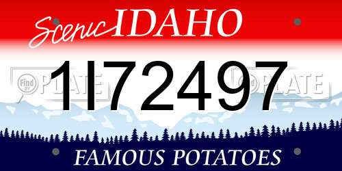1I72497 Idaho License Plate