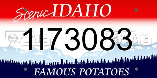 1I73083 Idaho License Plate
