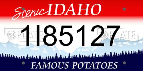 1I85127 Idaho License Plate
