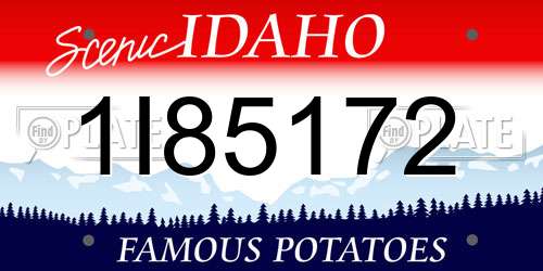 1I85172 Idaho License Plate