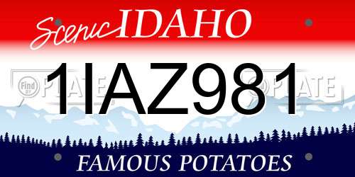 1IAZ981 Idaho License Plate