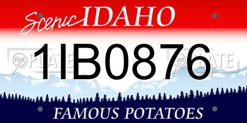 1IB0876 Idaho License Plate