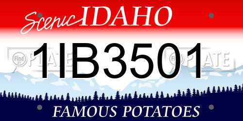 1IB3501 Idaho License Plate