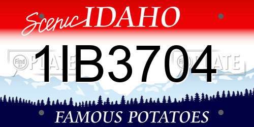 1IB3704 Idaho License Plate