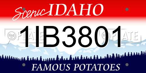 1IB3801 Idaho License Plate