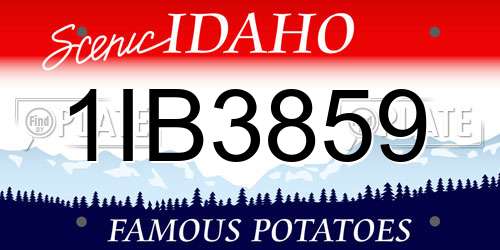 1IB3859 Idaho License Plate