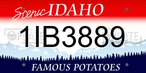 1IB3889 Idaho License Plate