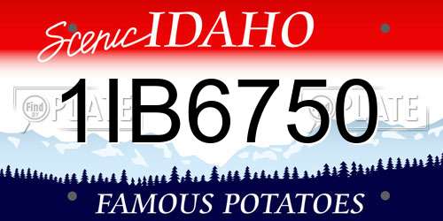 1IB6750 Idaho License Plate