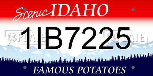 1IB7225 Idaho License Plate