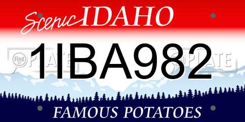 1IBA982 Idaho License Plate