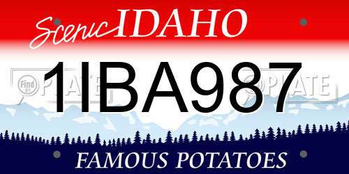 1IBA987 Idaho License Plate