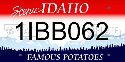 1IBB062 Idaho License Plate