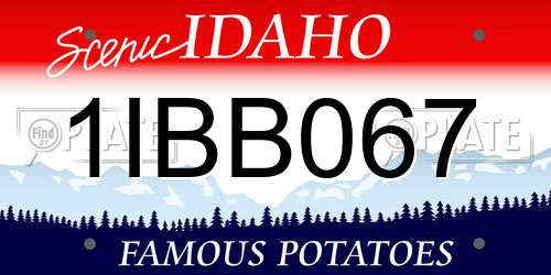 1IBB067 Idaho License Plate