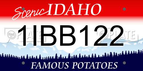 1IBB122 Idaho License Plate