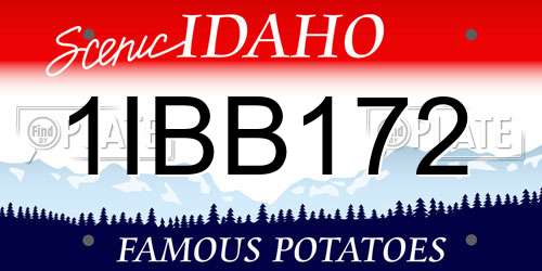 1IBB172 Idaho License Plate