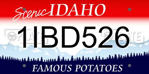 1IBD526 Idaho License Plate