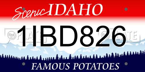 1IBD826 Idaho License Plate