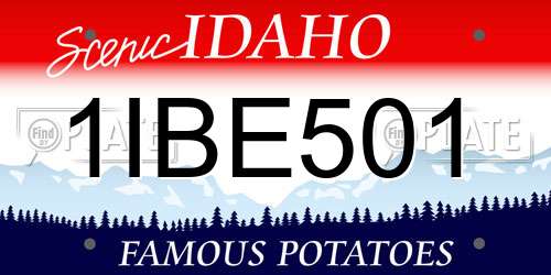 1IBE501 Idaho License Plate