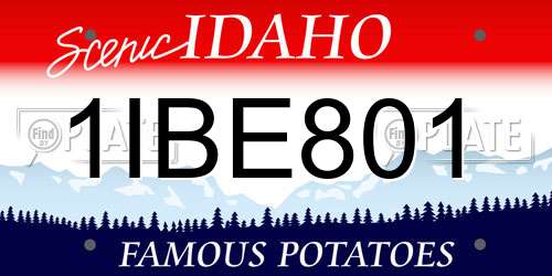 1IBE801 Idaho License Plate