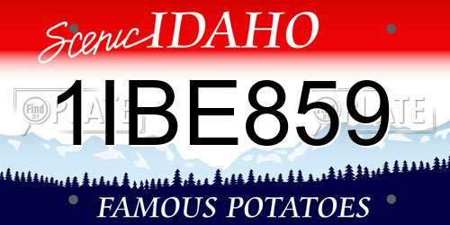 1IBE859 Idaho License Plate
