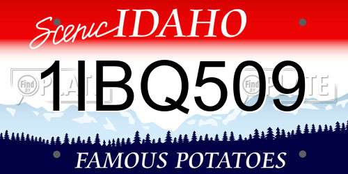 1IBQ509 Idaho License Plate