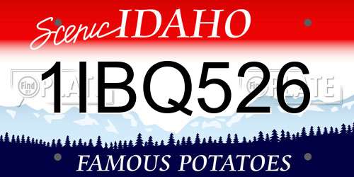 1IBQ526 Idaho License Plate