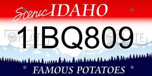 1IBQ809 Idaho License Plate