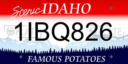1IBQ826 Idaho License Plate