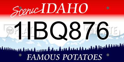 1IBQ876 Idaho License Plate