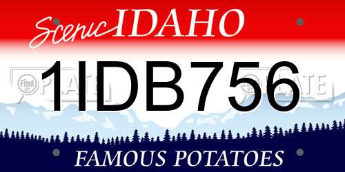 1IDB756 Idaho License Plate